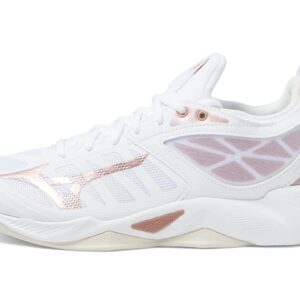 Mizuno Women's Wave Dimension Volleyball Shoe, White-Rose Gold, 8.5