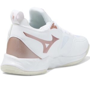 Mizuno Women's Wave Dimension Volleyball Shoe, White-Rose Gold, 8.5