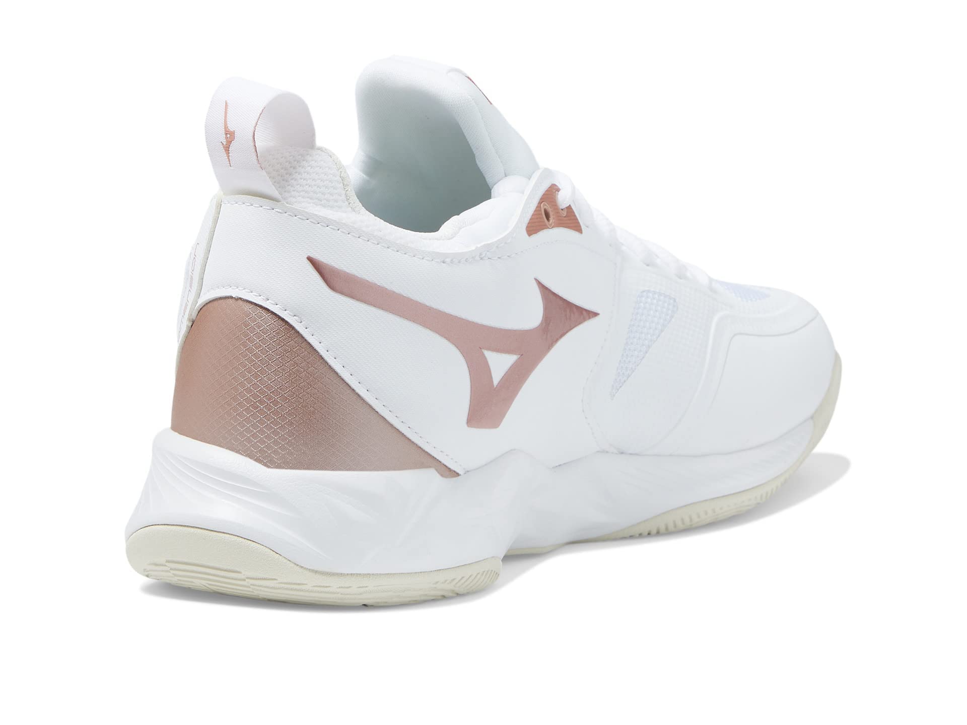 Mizuno Women's Wave Dimension Volleyball Shoe, White-Rose Gold, 8.5