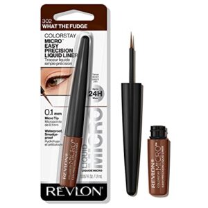 revlon colorstay micro easy precision liquid eyeliner, waterproof, smudgeproof, longwearing with micro felt tip, 302 what the fudge, 0.057 fl. oz