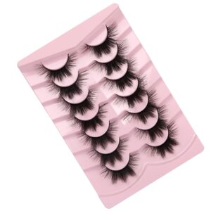 False Eyelashes Cat Eye Natural Look Fluffy Faux Mink Lashes 3D Wispy Lashes Foxy Volume Soft Fake Eyelash 7 Pairs Pack by Milllruez