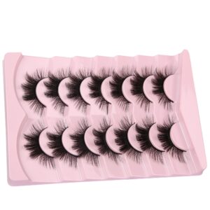 False Eyelashes Cat Eye Natural Look Fluffy Faux Mink Lashes 3D Wispy Lashes Foxy Volume Soft Fake Eyelash 7 Pairs Pack by Milllruez