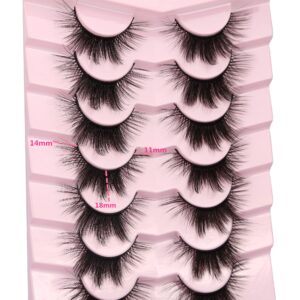 False Eyelashes Cat Eye Natural Look Fluffy Faux Mink Lashes 3D Wispy Lashes Foxy Volume Soft Fake Eyelash 7 Pairs Pack by Milllruez