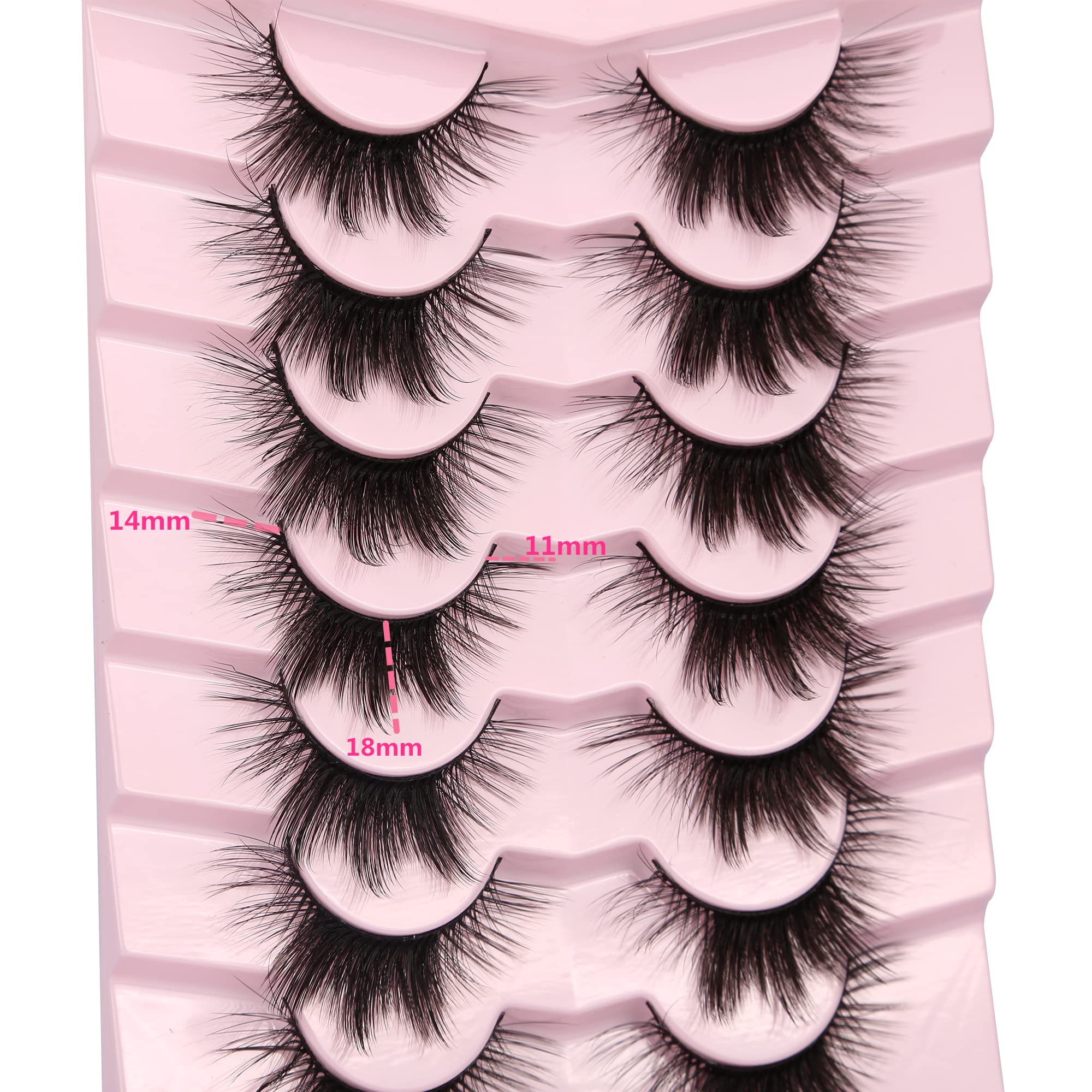 False Eyelashes Cat Eye Natural Look Fluffy Faux Mink Lashes 3D Wispy Lashes Foxy Volume Soft Fake Eyelash 7 Pairs Pack by Milllruez