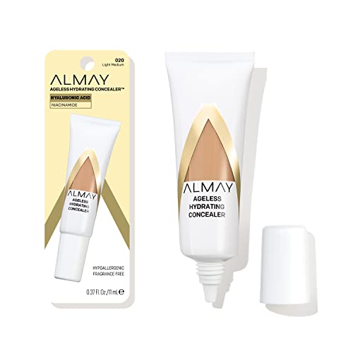 Almay Anti-Aging Concealer, Face Makeup with Hyaluronic Acid, Niacinamide, Vitamin C & E, Hypoallergenic, -Fragrance Free, 020 Light Medium, 0.37 Fl Oz (Pack of 1)