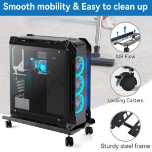 LABOBOLE Computer Tower Stand, PC Tower Stand, CPU Stand with Rolling Caster Wheels, Versatile PC Riser Tower Stand for Floor, Carpet, and Gaming PC Case