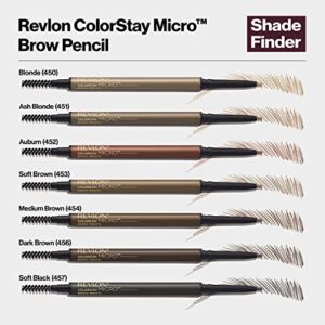 Revlon ColorStay Micro Eyebrow Pencil with Built In Spoolie Brush, Infused with Argan and Marula Oil, Waterproof, Smudgeproof, 454 Medium Brown (Pack of 1)