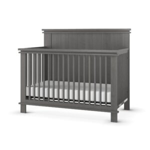 child craft denman 4-in-1 convertible crib, baby crib converts to day bed, toddler bed and full size bed, 3 adjustable mattress positions, non-toxic, baby safe finish (midnight gray)