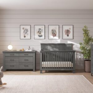 Child Craft Denman 4-in-1 Convertible Crib, Baby Crib Converts to Day Bed, Toddler Bed and Full Size Bed, 3 Adjustable Mattress Positions, Non-Toxic, Baby Safe Finish (Midnight Gray)