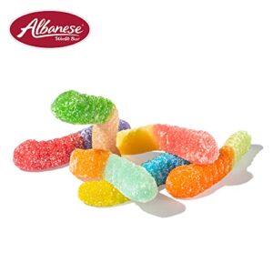 Albanese World's Best Sour 12 Flavor Mini Gummi Worms Candy, 32 Oz Bag