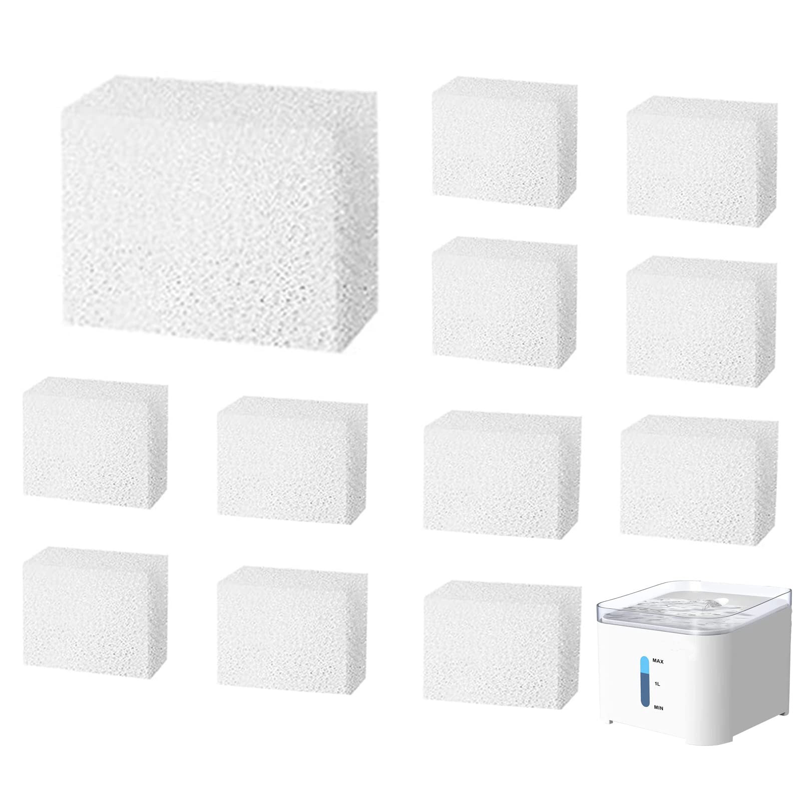 Pet Replacement Sponge Filters Replacement Pre Filter Sponges for 67oz/ 2L Pet Water Fountain Cat Water Foam Filter Dog Drinking Water Sponge Foam Filters for Pet Dog Cat Fountain (12)