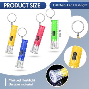 150 Pcs Mini Flashlight Keychain, Assorted Colors Portable Led Toy Flashlight, Colored Handheld Plastic Keychain Flashlights, Led Key Chains for Kids Halloween Hiking Camping Cycling Party Favors