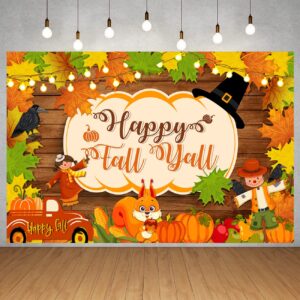 happy fall y'all backdrop,fall party decorations thanksgiving party backdrop happy fall banner party supplies photography background