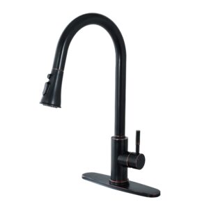 phichi oil rubbed bronze kitchen faucet with pull down sprayer, high arc stainless steel pull out single handle 1 or 3 hole sink faucets with deck plate, grifos de cocina