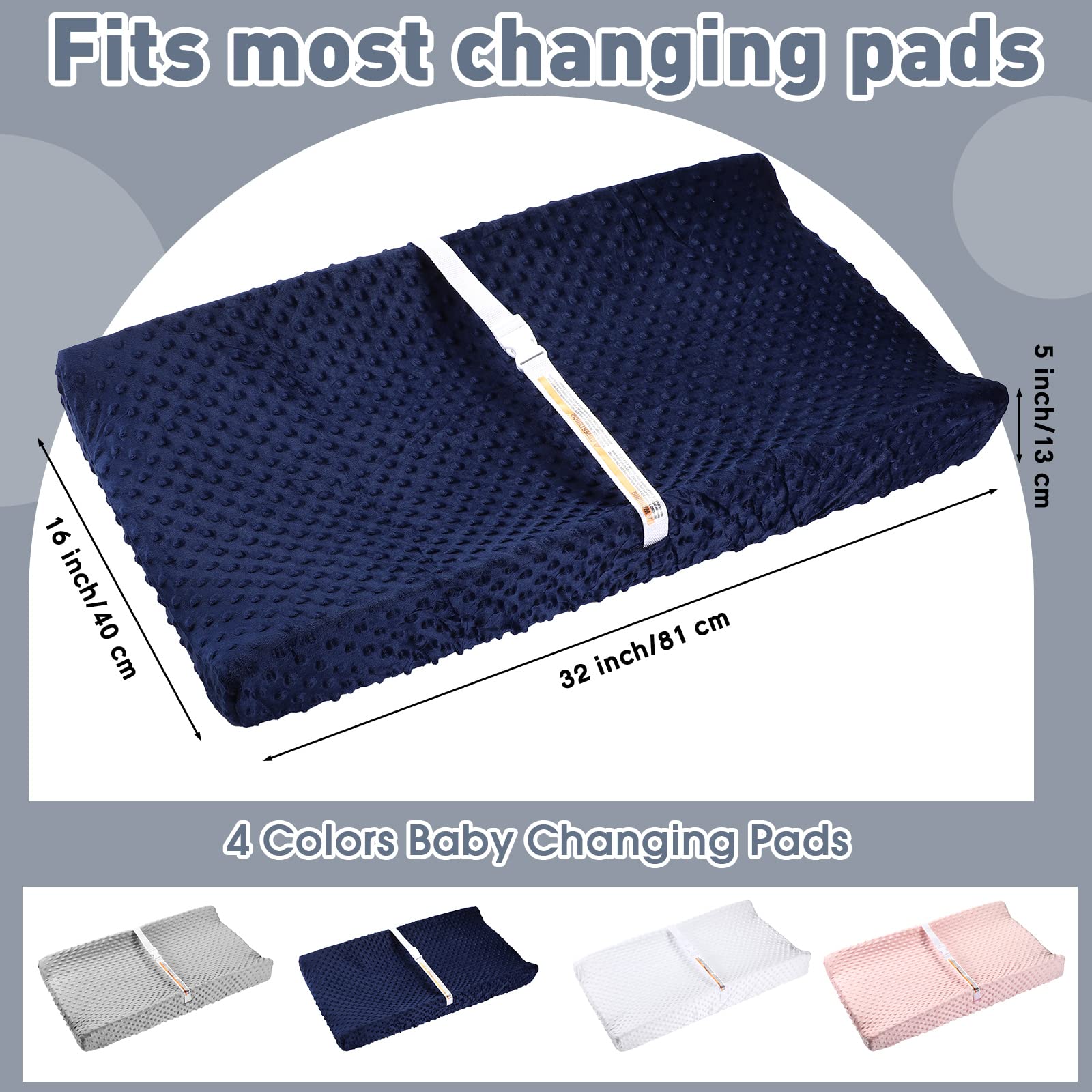 4 Pack Changing Pad Cover Soft Dots Plush Changing Table Covers Breathable Changing Table Sheets Cover Wipeable Changing Pad Covers Suit for Baby Boy and Baby Girl