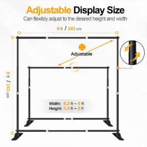 EMART Banner Stand, 8x8 ft Heavy Duty Adjustable Step and Repeat Backdrop Stand Kit for Photography, Trade Show, Photo Booth