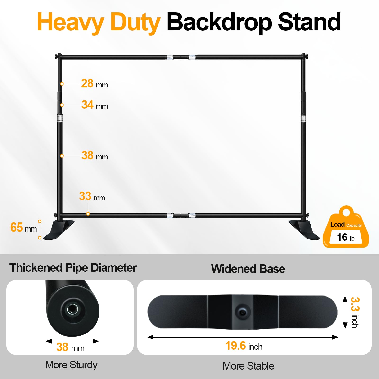 EMART Banner Stand, 8x8 ft Heavy Duty Adjustable Step and Repeat Backdrop Stand Kit for Photography, Trade Show, Photo Booth