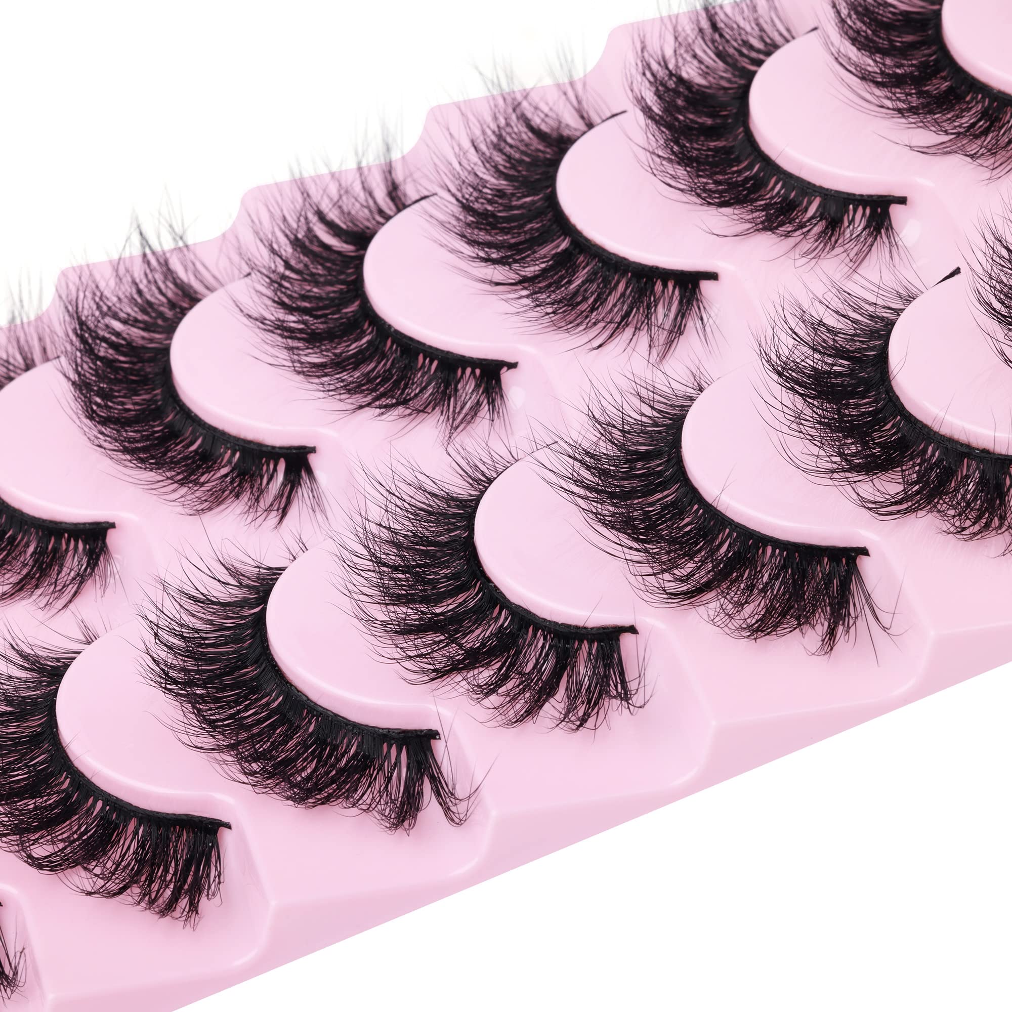 Fluffy Lashes 18mm Cat Eye Lashes Wispy False Eyelashes 3D Faux Mink Lashes Dramatic Volume Lashes Pack 8 Pairs by Zegaine