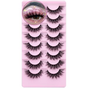 Fluffy Lashes 18mm Cat Eye Lashes Wispy False Eyelashes 3D Faux Mink Lashes Dramatic Volume Lashes Pack 8 Pairs by Zegaine