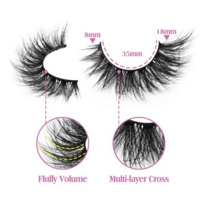 Fluffy Lashes 18mm Cat Eye Lashes Wispy False Eyelashes 3D Faux Mink Lashes Dramatic Volume Lashes Pack 8 Pairs by Zegaine