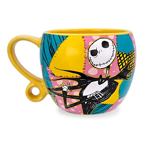 Disney The Nightmare Before Christmas Jack and Sally Patchwork 16-Ounce Sculpted Handle Ceramic Mug