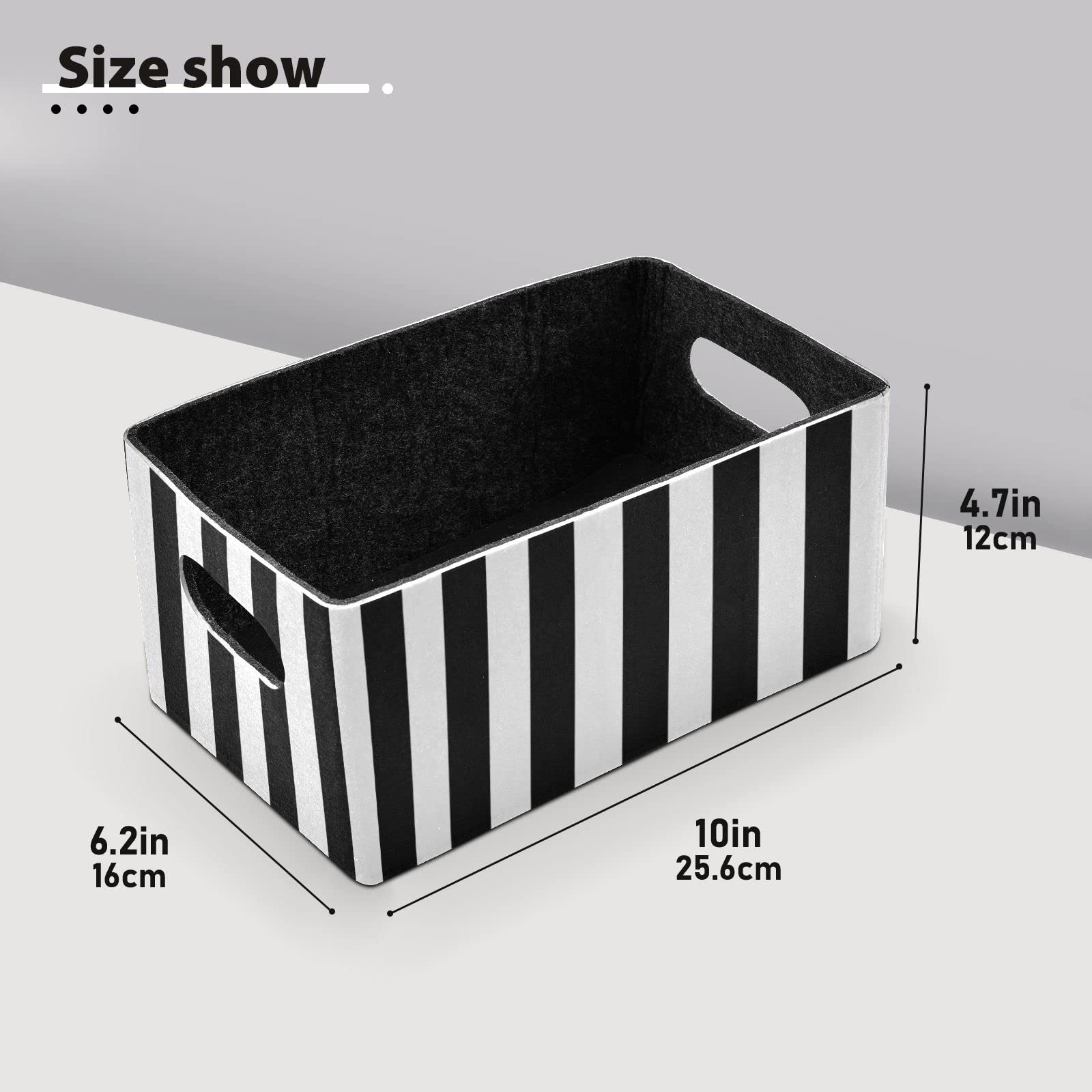 susiyo 2-Pack Storage Bins, Classic Black and White Stripes Collapsible Storage Baskets with Handles Cubes for Home Office Nursery Toy Books Shelves Closet Organizers 10.1x6.3x4.7in