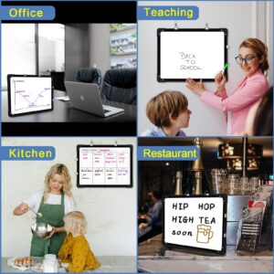 Weekly White Board, Small Dry Erase Board 16"X12", Double-Sided Magnetic Calendar Whiteboard Planner, Portable Dry Erase Calendar for Wall and Desktop with Fine Tip Markers, Magnets, Eraser (Black)