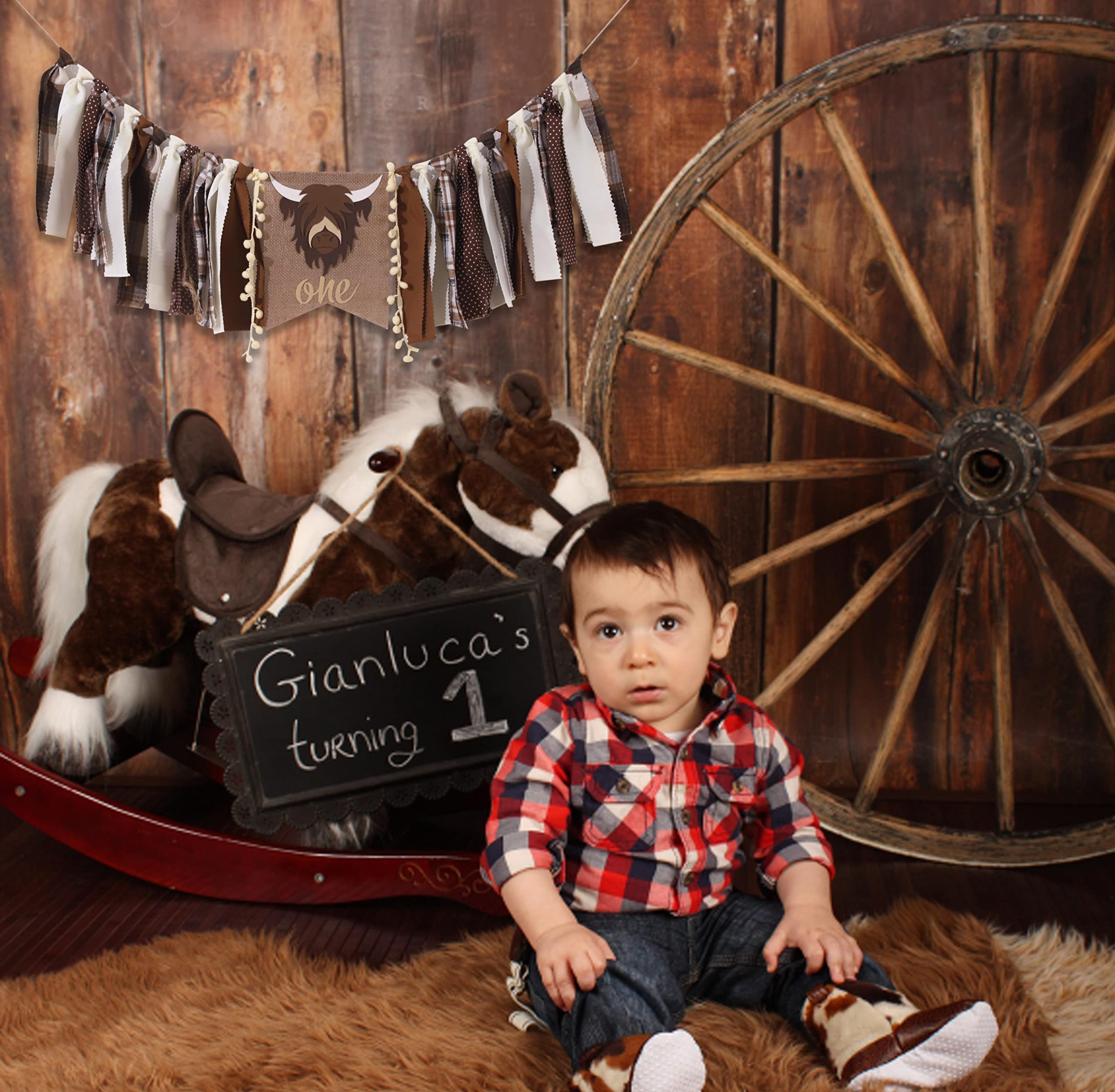 1st Birthday High Chair Banner - Cowboy Rodeo for Party Fabric Decor,Cake Smash Baby Shower,Backdrop Garland for Photo Props (Cowboy Birthday Banner)