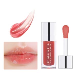 maepeor hydrating lip glow oil 10 colors moisturizing lip oil gloss non-sticky transparent lip gloss long lasting nourishing tinted lip balm with big brush head (icolors 12)