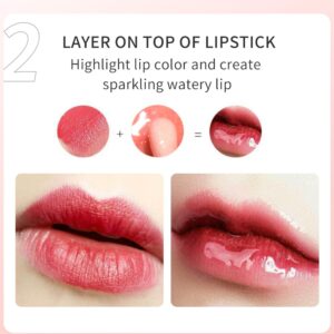 MAEPEOR Hydrating Lip Glow Oil 10 Colors Moisturizing Lip Oil Gloss Non-sticky Transparent Lip Gloss Long Lasting Nourishing Tinted Lip Balm with Big Brush Head (IColors 12)