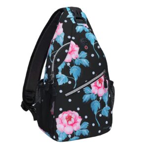 mosiso sling backpack, multipurpose travel hiking daypack impatiens rope crossbody shoulder bag, black