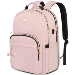 matein 17 inch laptop backpack for women, pink travel backpack personal item size tsa airline approved with luggage strap & usb charging port, water resistant extra large computer bag for nurse work