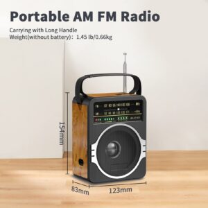 JEUJUG Portable AM FM Radio, Bluetooth 5.0 Radio 5 Watts Loud Speaker,Rechargeable FM Radio Built-in Rechargeable Battery/DC D*4 Cell Battery Operated & AC Power Plug in Wall Radio Retro