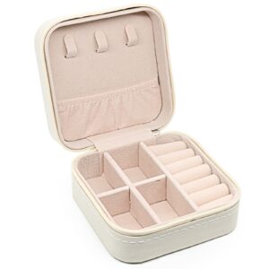 keine marke small jewelry box, travel portable jewelry case for ring, pendant, earring, necklace, bracelet organizer storage holder boxes, 1 pcs (white)