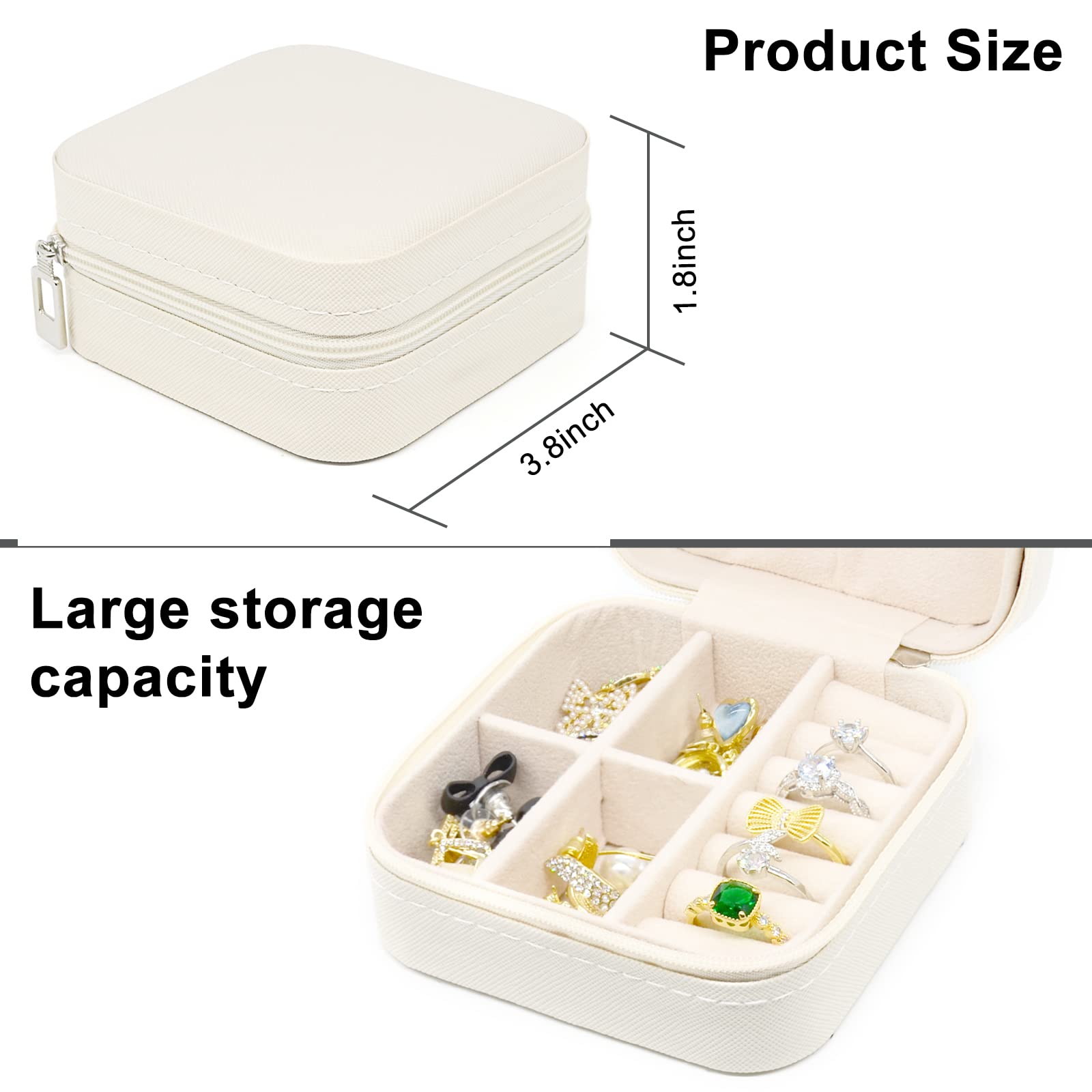 KEINE MARKE Small Jewelry Box, Travel Portable Jewelry Case for Ring, Pendant, Earring, Necklace, Bracelet Organizer Storage Holder Boxes, 1 pcs (white)