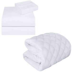 utopia bedding mattress pad and 3pc bedsheet set (twinxl white)