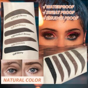 Eyebrow Stamp Stencil Kit - for Waterproof Eyebrows Makeup, Eyebrow Stamp Kit with Sponge Applicator, 10 Eyebrow Stencils, Dual-ended Brow Brush, Waterproof Eyebrow Pomade (Ebony)