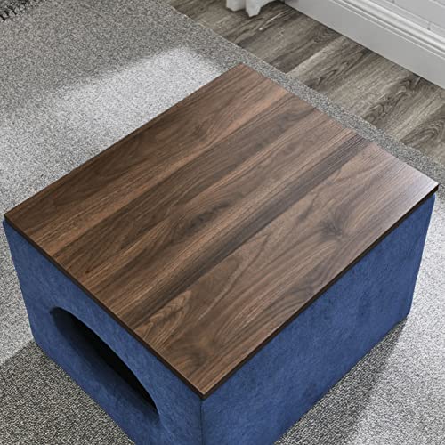 HomSof 25" W 5 Pieces Ottoman Bench Set,Modern Design Hollow Storage Ottoman, Upholstery Coffee Table, Two Small Footstools,Easy Storage and Wide Use,Waterproof,Oil-Proof,Scratch-Proof,Blue