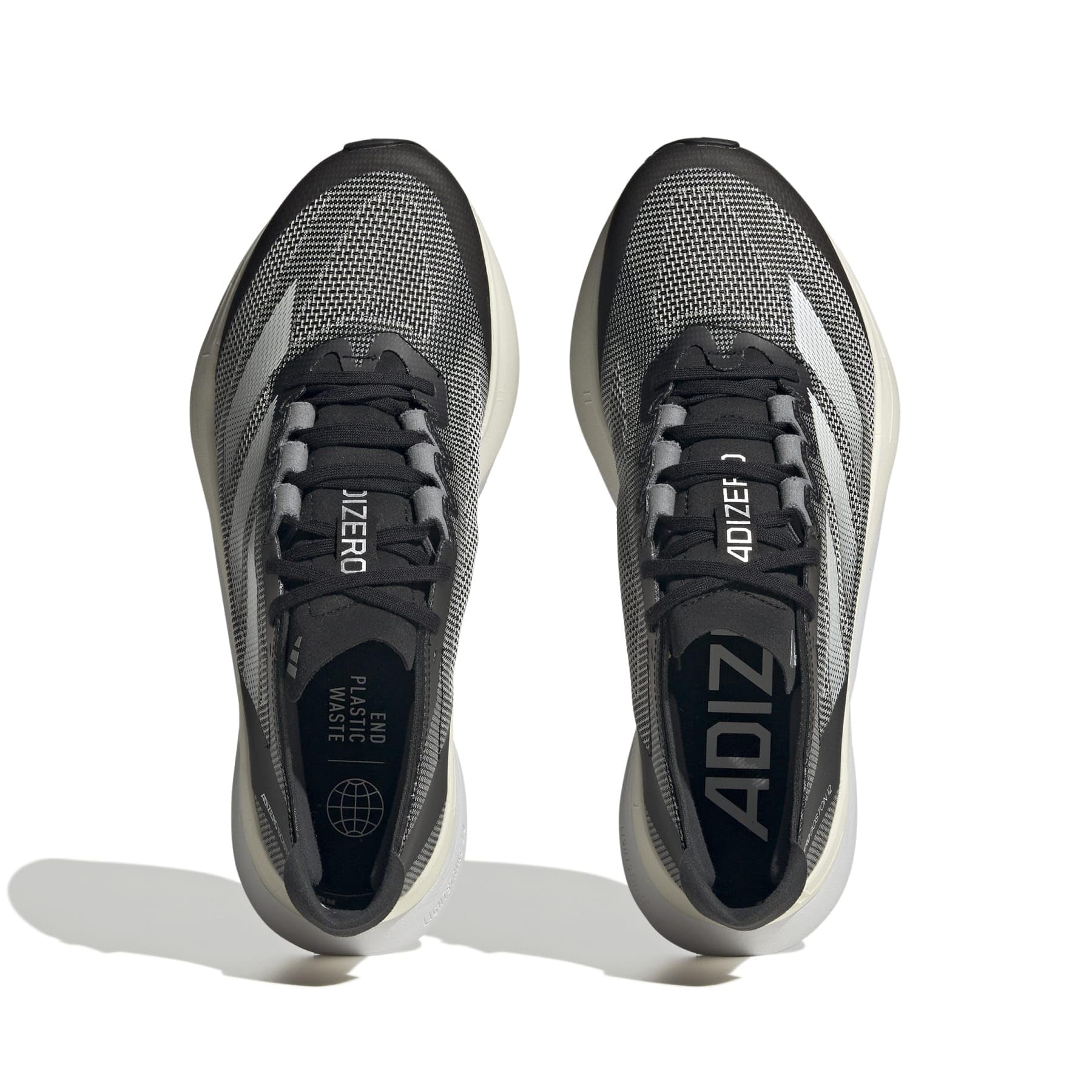 adidas Women's Adizero Boston 12 Sneaker, Black/White/Carbon, 9