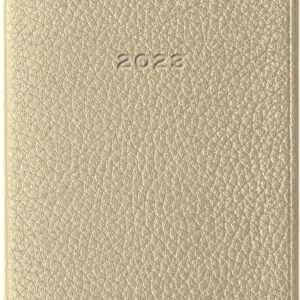 Graphic Image 2023 Pocket Datebook Planner Journal, Genuine Leather, Bound in The USA, 6", White Gold