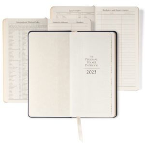 Graphic Image 2023 Pocket Datebook Planner Journal, Genuine Leather, Bound in The USA, 6", White Gold