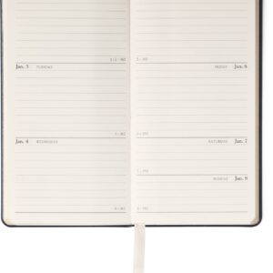 Graphic Image 2023 Pocket Datebook Planner Journal, Genuine Leather, Bound in The USA, 6", White Gold