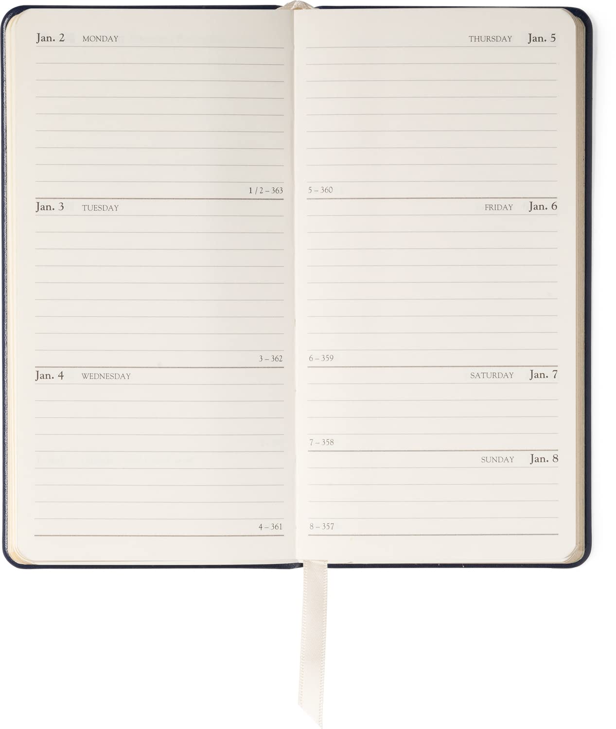 Graphic Image 2023 Pocket Datebook Planner Journal, Genuine Leather, Bound in The USA, 6", White Gold