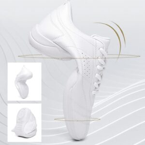 DADAWEN Adult & Youth Cheer Shoes Girls White Cheerleading Shoes for Women Dance Shoes Athletic Sport Training Tennis Breathable Competition Cheer Sneakers White US Size 3.5 M Big Kid