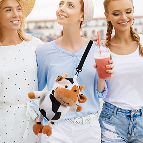 CALLARON Cow Crossbody Bag Cow Plush Backpack Cow Plush Purse Animal Crossbody Purse Exquisite Plush Bag for Women Girls