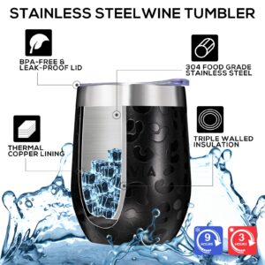FAVIA Wine Tumbler with Lid 12oz Vacuum Insulated Stainless Steel Wine Cup Leak-Proof(RAINFOREST)