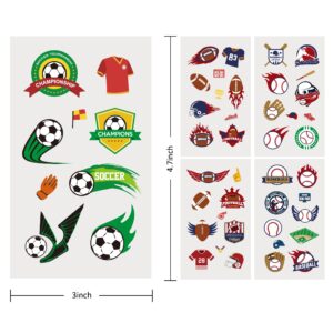 Cleverplay 24 Sheets Waterproof Temporary Tattoos, Sports Themed Party Favors, Birthday Decorations, Football Soccer Baseball Basketball