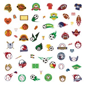 Cleverplay 24 Sheets Waterproof Temporary Tattoos, Sports Themed Party Favors, Birthday Decorations, Football Soccer Baseball Basketball