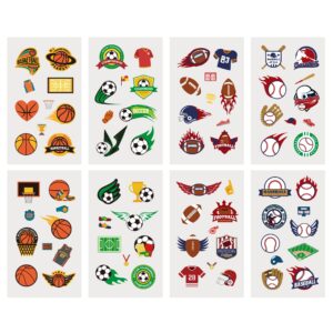 Cleverplay 24 Sheets Waterproof Temporary Tattoos, Sports Themed Party Favors, Birthday Decorations, Football Soccer Baseball Basketball