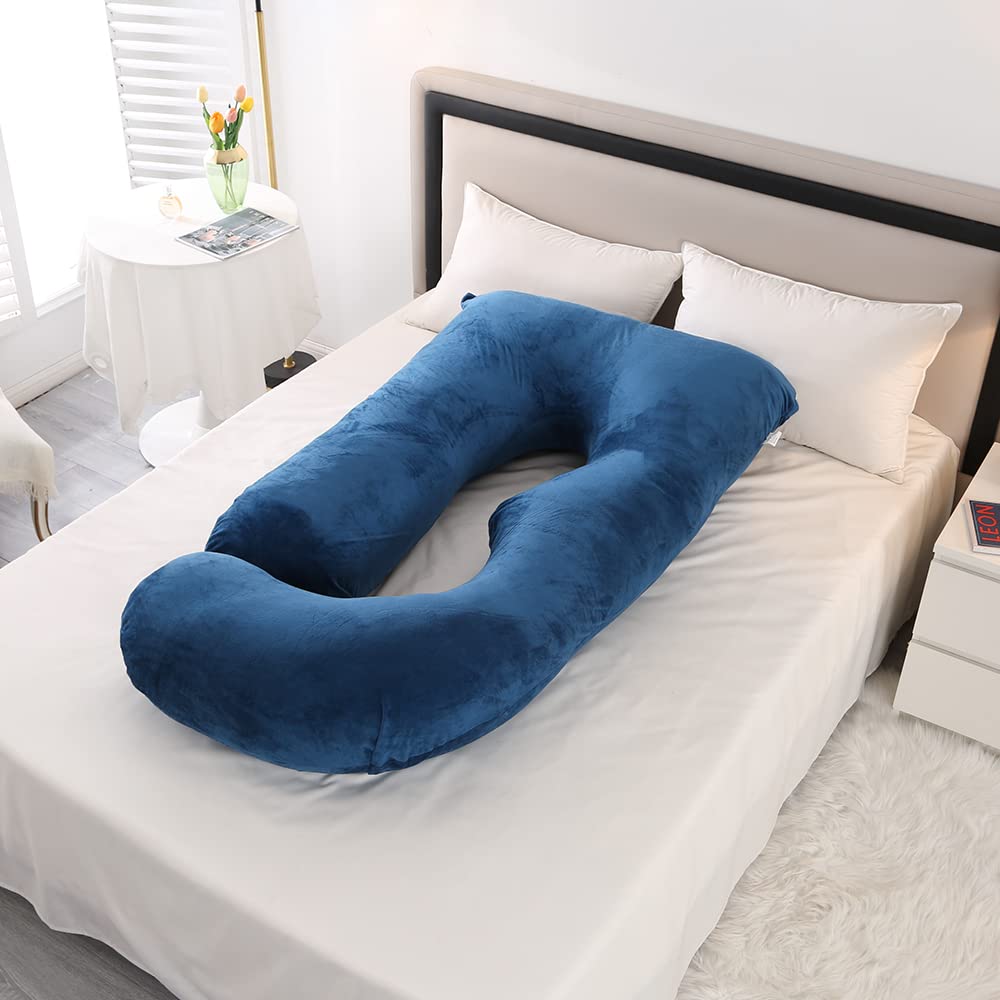 Maxport Pregnancy Pillows, U Shaped Full Body Pregnancy Pillows for Sleeping, Maternity Pillow with Removable Cover - Support for Head, Back, Belly, Hips, Legs for Pregnant Women, Navy Blue